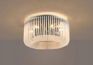 Verne 40 cm Round Flush Ceiling Light In Black Finish With Frosted Glass
