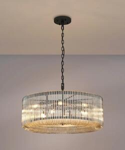 Verne 78 cm Ceiling Pendant / Semi Flush Light In Black Finish With Smoked Brown Glass