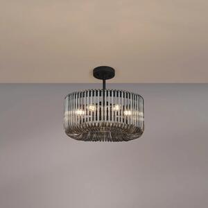 Verne 40 cm Ceiling Pendant / Semi Flush Light In Black Finish With Smoked Glass