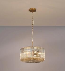 Verne 40 cm Ceiling Pendant / Semi Flush Light In Brass Finish With Smoked Brown Glass