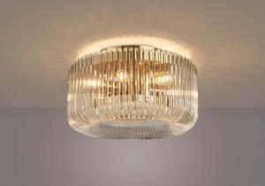 Verne 40 cm Round Flush Ceiling Light In Brass Finish With Clear Glass