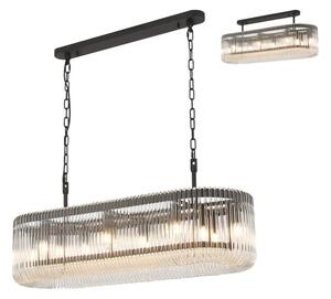 Verne 100 x 35 cm Oval Linear Ceiling Pendant Light In Black Finish With Clear Glass