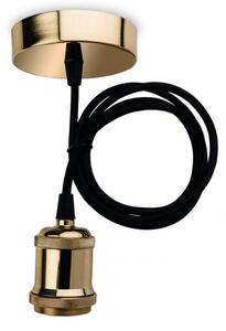Modern Ceiling Pendant Kit Light In Brass Finish With Black Fabric Cord 7681BR