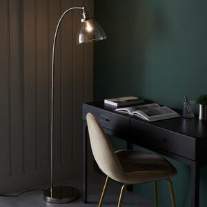 Hansen Floor Lamp In Bright Nickel Finish With Clear Glass Shade