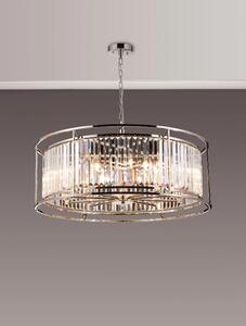 Crown 80 cm Convertible Pendant Or Semi Flush Light In Polished Nickel Finish with Crystal Glass