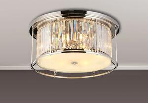 Crown 65 cm Flush Ceiling Light In Polished Nickel Finish With Clear Crystal Glass