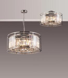 Crown 65 cm Convertible Pendant Or Semi Flush Light In Polished Nickel Finish with Crystal Glass