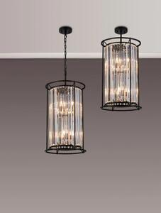 Crown 36 cm Convertible 2 Tier Pendant Or Semi Flush Light In Black Finish with Crystal Glass