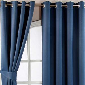 Navy Blue Herringbone Chevron Blackout Curtains Eyelet Style, 46x72"