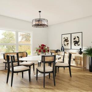 Crown 80 cm Convertible Pendant Or Semi Flush Light In Black Finish with Crystal Glass