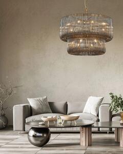 Verne 78 cm 2 Tier Pendant / Semi Flush Light In Brass Finish With Smoked Glass