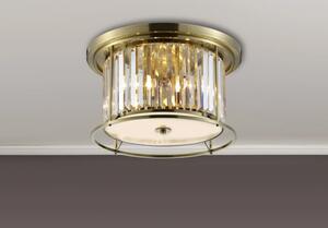 Crown 50 cm Flush Ceiling Light In Antique Brass Finish With Clear Crystal Glass