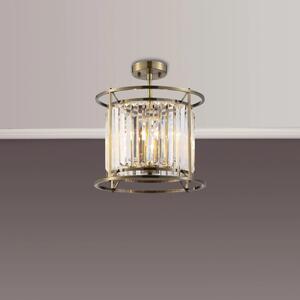Crown 36 cm Convertible Pendant Or Semi Flush Light In Antique Brass Finish with Crystal Glass