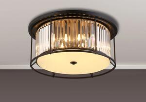 Crown 65 cm Flush Ceiling Light In Black Finish With Clear Crystal Glass