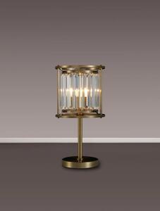 Crown Table Lamp In Antique Brass Finish With Clear Crystal Glass