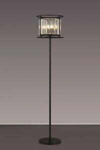 Crown Floor Lamp In Black Finish With Clear Crystal Glass