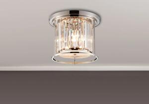 Crown 36 cm Flush Ceiling Light In Polished Nickel Finish With Clear Crystal Glass