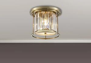 Crown 36 cm Flush Ceiling Light In Antique Brass Finish With Clear Crystal Glass