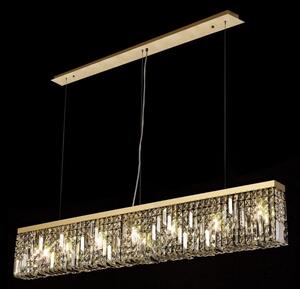 Baden 138 x 9cm Linear Pendant Chandelier In Gold Finish With Crystal Glass