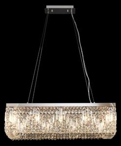 Baden 80 x 37 cm Rectangular Pendant Chandelier In Polished Chrome Finish With Crystal Glass