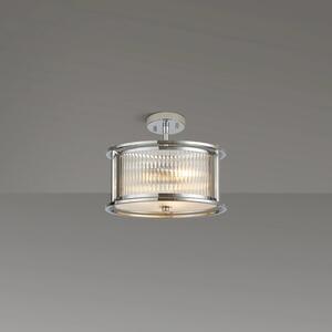 Arcade 35 cm Round Convertible Ceiling Light In Chrome Finish With Clear Ribbed Glass Panels