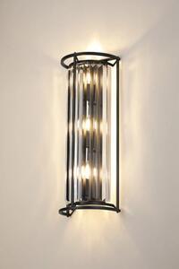 Crown 57 cm Tall Wall Light In Black Finish With Clear Crystal Glass
