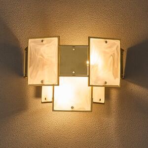 Swiss Wall Light With Metal And White Alabaster Glass Panels