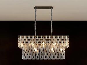 Italica 100 x 33 cm Rectangular Pendant In Satin Nickel Finish With Clear Glass