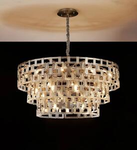 Italica 100 cm 3 Tier Round Pendant In Satin Nickel Finish With Clear Glass