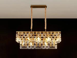 Italica 100 x 33 cm Rectangular Pendant In Matt Gold Finish With Clear Glass