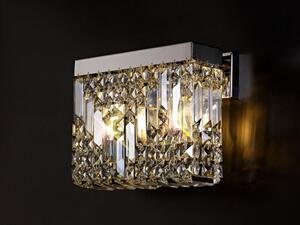 Baden 29 x 13 cm Rectangular Small Wall Light In Polished Chrome Finish With Crystal Glass