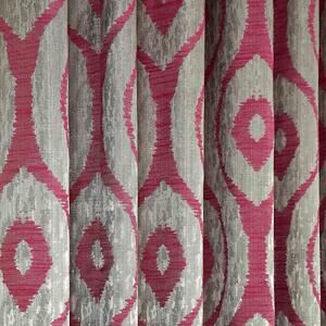 Pink and Silver Jacquard Curtain Abstract Ikat Design Fully Lined - 46" X 54" Drop