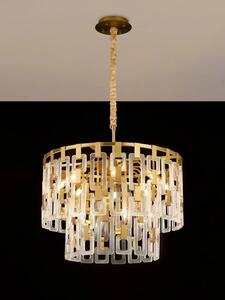 Italica 63 cm 2 Tier Round Pendant In Matt Gold Finish With Clear Glass
