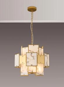 Swiss 45 cm Round Pendant Or Semi Flush With Metal And Faux Gold And Grey Alabaster Panels