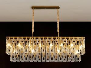 Italica 150 x 33 cm Rectangular Pendant In Matt Gold Finish With Clear Glass