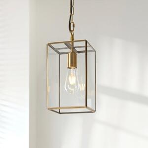 Endon 119142 Hammond Ceiling Pendant Lantern In Aged Brass With Clear Glass