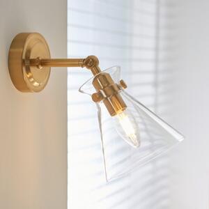Endon 112861 Harlow Wall Light In Brushed Aged Brass With Glass Shade
