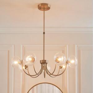 Ednon 119224 Hague 7 Light Ceiling Pendant Light In Antique Brass With Twisted Glass Shades