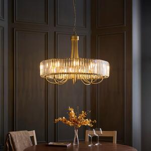 Endon 119611 Visconti 8 Light Ceiling Pendant Light In Antique Brass Finish With Clear Glass