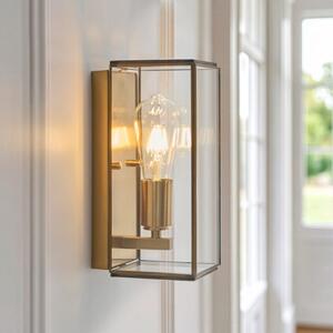Endon 119144 Hammond Wall Lantern In Aged Brass With Clear Glass