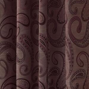 Purple Jacquard Curtain Traditional Paisley Design Fully Lined - 46" X 72" Drop