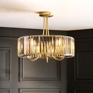 Endon 119609 Visconti 3 Light Semi Flush In Antique Brass Finish With Clear Glass