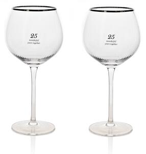 Amore Set of 2 25th Anniversary Gin Glasses Clear