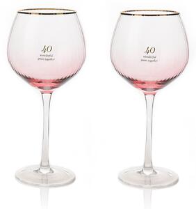 Amore Set of 2 40th Anniversary Gin Glasses Clear