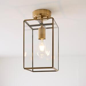 Endon 119143 Hammond Flush Ceiling Lantern In Aged Brass With Clear Glass