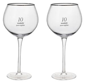 Amore Set of 2 10th Anniversary Gin Glasses Clear