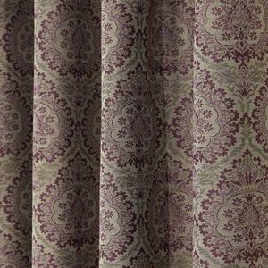 Purple Jacquard Curtain Floral Damask Design Fully Lined - 90" X 54" Drop