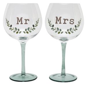 Love Story Set of 2 Mr & Mrs Gin Glasses