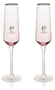 Amore Set of 2 40th Anniversary Flute Glasses Clear