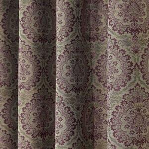 Purple Jacquard Curtain Floral Damask Design Fully Lined - 90" X 72" Drop